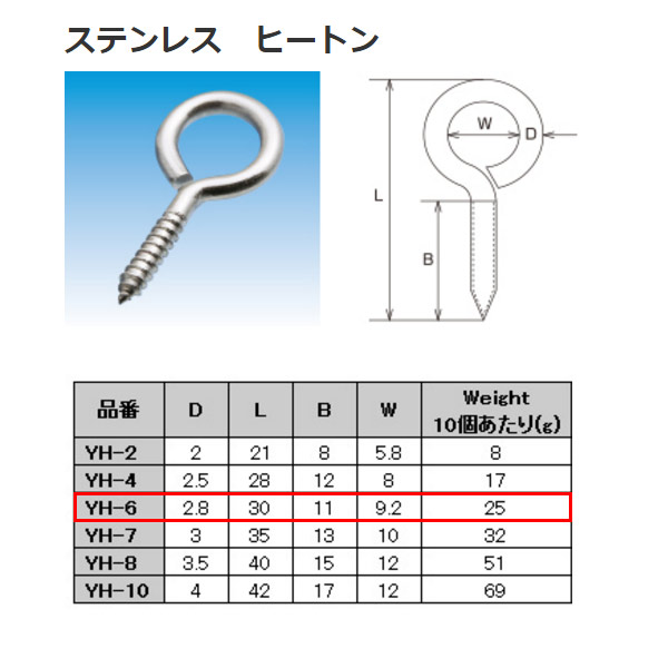 水本機械 ステンレス SUS304 ヒートン