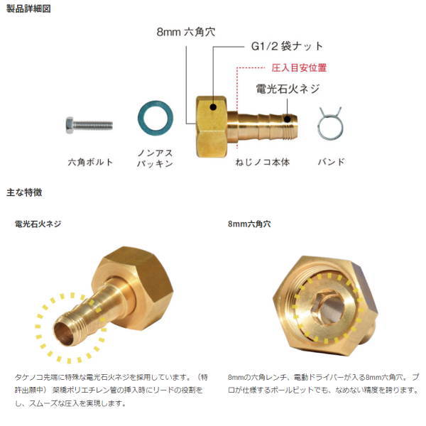 オーミヤ ねじノコ（10A樹脂金具セット） NN-5010 G1/2 1セット