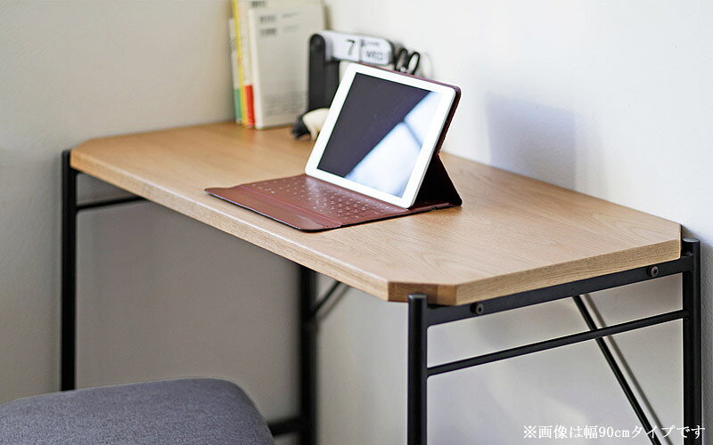 【先着限定クーポン利用で最大10%オフ】 デスク 天然木 おしゃれ ネイルデスク パソコンデスク 90cm幅 シンプルデスク 無垢 木製 勉強机 大人 奥行45cm おすすめ ワークデスク 高さ70cm おしゃれ アイアン pcデスク スリム 北欧 学生 オーク ナチュラル ヴィンテージ works [2]