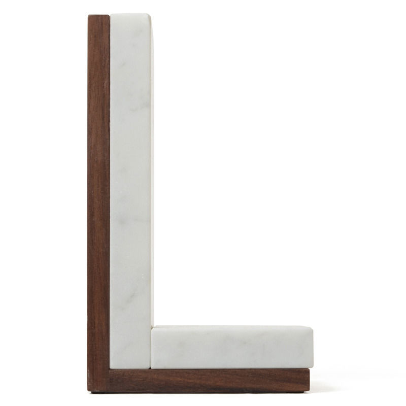 シィナベル ブックエンド 1個 天然大理石 ウォールナット無垢材 日本製 送料無料 [3]