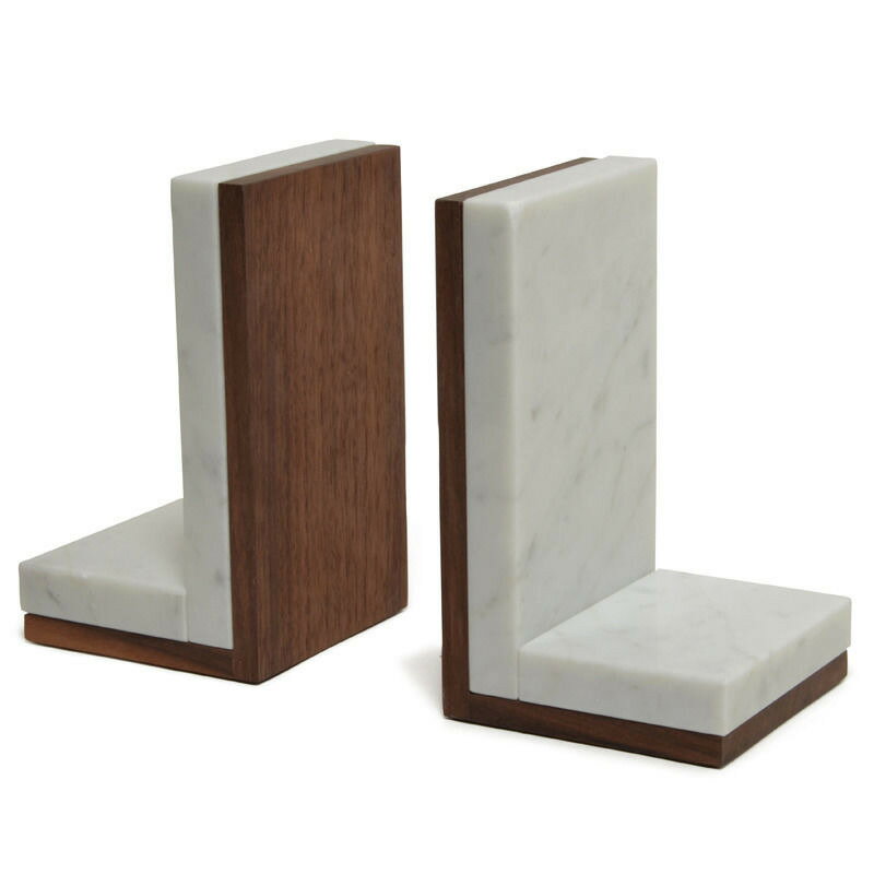 シィナベル ブックエンド 1個 天然大理石 ウォールナット無垢材 日本製 送料無料 [2]