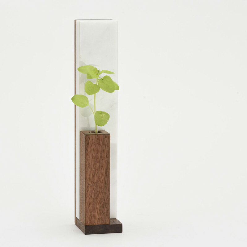 シィナベル 一輪挿し イタリア天然大理石 ウォールナット無垢材 日本製 送料無料