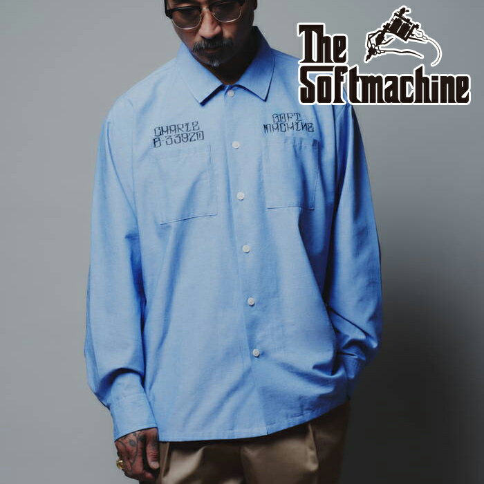 楽天InterplaySOFTMACHINE （ソフトマシーン）CORCORAN SHIRTS【シャツ 長袖】【ブルー タトゥー】【2024 SPRING&SUMMER COLLECTION】【お取り寄せ商品 キャンセル不可】