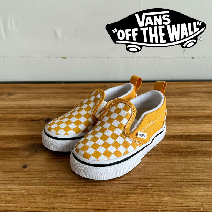 VANS バンズ ヴァンズ KIDS SLIP-ON V (CHECK GOLDEN) 【キッズ スリッポン 子供 スニーカー おしゃれ】【VANS KIDS】【VN000UBSLSV】【インタープレイ INTERPLAY】