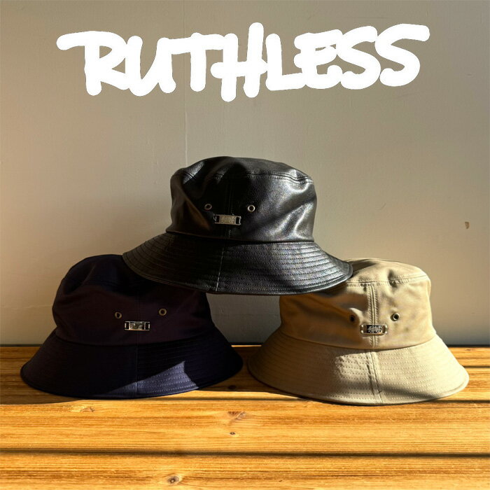 RUTHLESS (ルースレス)B-hole DEEP TAG HAT [Pu.leather］[twill]【ハット 帽子】【名古屋 Brownie 森製作所】