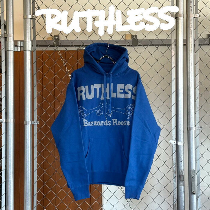 乐天商城 - RUTHLESS (ルースレス)BIG FOOT LOGO HOODIE【パーカー フーディー ブルー】