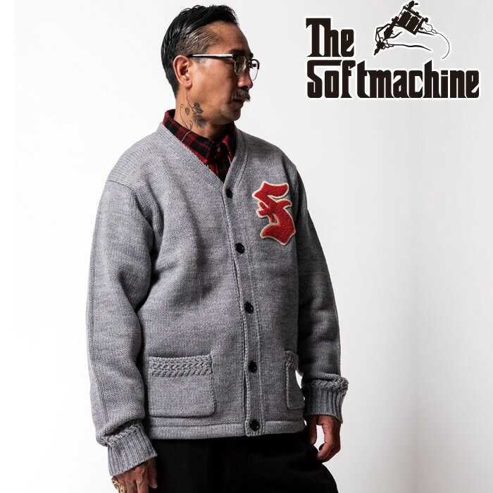 SOFTMACHINE (ソフトマシーン) CREST CARDIGAN【カーディガン】【ブラック グレー タトゥー】【2025 AUTUMN&WINTER 新...