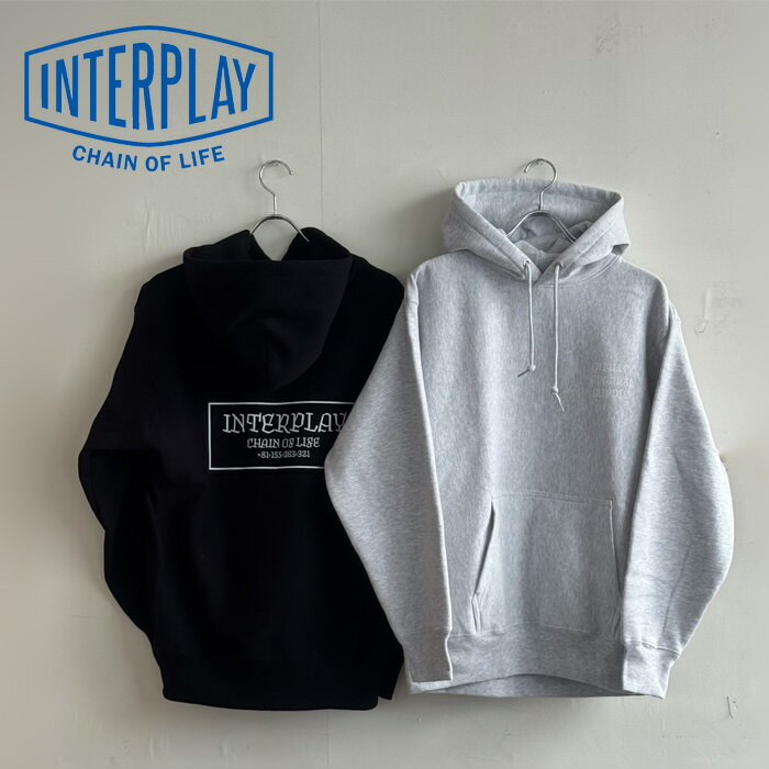 INTERPLAY ORIGINALCHAIN OF LIFE HOODIE【INTERPLAY インタープレイ オリジナル】【フーディー パーカー ブラック グレー】