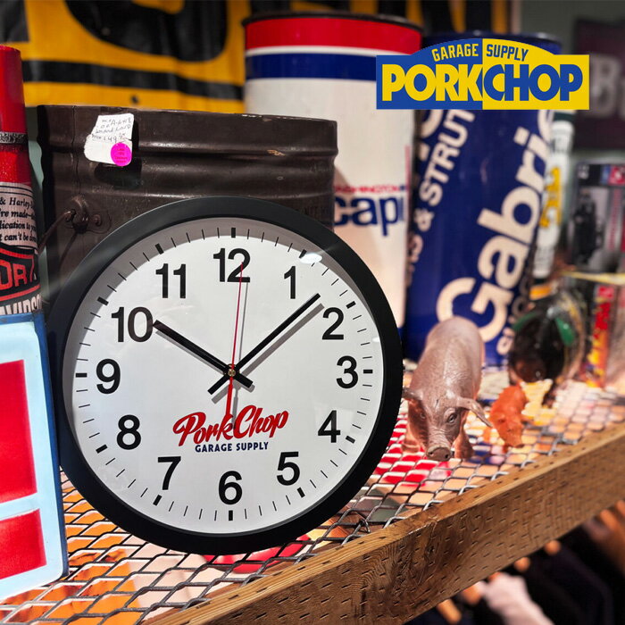 PORKCHOP GARAGE SUPPLY (ポークチョップ ガレージサプライ) SCRIPT WALL CLOCK 【ウォールクロック】【インタープレイ INTERPLAY】