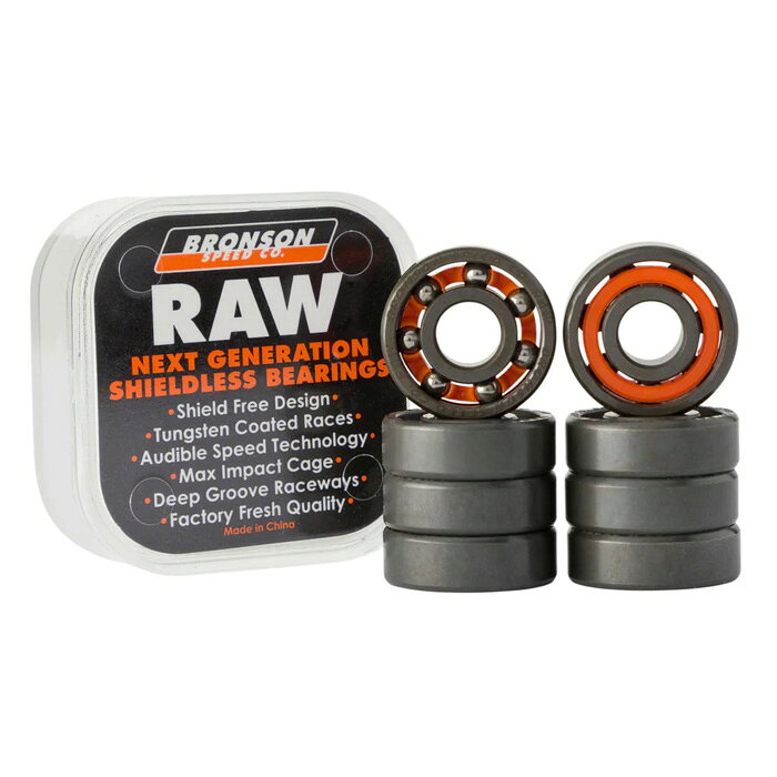 InterplayのBRONSON SPEED CO. (ブロンソン)RAW BEARING【ベアリング 8個入り1セット】【ブロンソン ベアリング】【スケートボード スケボー】【RAW パーツ ベアリング】｜アングル2