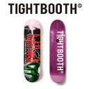 TIGHTBOOTH PRODUCTION (タイトブース プロダクション)2024 SPRING COLLECTION ※デッキテープ貼り付けのご対応はお受け出来かねますので、予めご了承下さい。 TIGHTBOOTH PRODUCTION (タイトブース プロダクション)より新作のデッキが登場。 ■SIZE 8.25 × 31.5(WB 14) ※サイズは商品によって若干の誤差が出る場合があります。 ★TIGHTBOOTH PRODUCTION アイテム一覧はコチラ★ ★TIGHTBOOTH PRODUCTION 以外にも取り扱いあります！ SKATEBOARD ITEM(スケートボードアイテム)一覧はコチラ★ 【TIGHTBOOTH /タイトブース】 プロスケーターの上野伸平が2005年に立ち上げたスケートボードプロダクション「TIGHTBOOTH PRODUCTION」。日本におけるストリートスケートシーンを長きにわたって牽引してきたキャリアを駆使し、世界各国からも注目を集めるスケートビデオ『LENZ』シリーズやアパレルラインを展開する。日本人が持つ土着性や、アナログとデジタルを行き来する世界観、シーンに媚びることのないスタイルを持ったプロダクトが特徴。近年では藤原ヒロシ氏の「 FRAGMENT DESIGN」やKILLER-BONG率いる「BLACK SMOKER RECORDS」とのコラボレーションが話題を呼び、ファッションシーンをも賑わせている。 【About TIGHTBOOTH】TIGHTBOOTH PRODUCTION (TIGHTBOOTH) は大阪を拠点としストリートから反映されるインスピレーションを映像、 CLOTHINGに落とし込むプロダクションです。完全自主制作で制作者自らが全ての現場に身を置き、時間を共有し、作品を成熟させて行くことを目指します。数多くの価値観が存在する中、揺るぎない制作意欲と信念を持ってプロダクトを展開します。 私はスケートボードから多くを学び、音楽から多くを感じ、様々な先駆者達から影響を受け、ここに在ります。スケートボードはアメリカが発祥の地であり、常に時代をリードしているのはアメリカです。例えばHIPHOPも然りです。しかし、現在日本では多くの人がスケートボードに乗り、多くの人がMICを握ります。 私も多くのスケーターの内の一人に過ぎません。ただ、長い間スケートボードをしてきて、世界を見てきて、私は"日本人のスケーターとして誇りを持ち、独立した精神を持ちたい"そう思うようになりました。日本で生まれ、日本で育ち、この国を愛する一人として、他国にも誇れるような国産プロダクトを制作することが、 戦後60年経過した今、私達が努めなくてはならない事なのではないでしょうか？そして影響を受けた全ての人や作品に対する恩返しでなないかと私は思います。 TIGHTBOOTH PRODUCTION代表 上野伸平TIGHTBOOTH PRODUCTION (タイトブース プロダクション) HAND INFORMATION 商品情報ブランド説明TIGHTBOOTH PRODUCTION (タイトブース プロダクション)2024 SPRING COLLECTION※デッキテープ貼り付けのご対応はお受け出来かねますので、予めご了承下さい。TIGHTBOOTH PRODUCTION (タイトブース プロダクション)より新作のデッキが登場。■SIZE8.25 × 31.5(WB 14)※サイズは商品によって若干の誤差が出る場合があります。【TIGHTBOOTH /タイトブース】プロスケーターの上野伸平が2005年に立ち上げたスケートボードプロダクション「TIGHTBOOTH PRODUCTION」。日本におけるストリートスケートシーンを長きにわたって牽引してきたキャリアを駆使し、世界各国からも注目を集めるスケートビデオ『LENZ』シリーズやアパレルラインを展開する。日本人が持つ土着性や、アナログとデジタルを行き来する世界観、シーンに媚びることのないスタイルを持ったプロダクトが特徴。近年では藤原ヒロシ氏の「 FRAGMENT DESIGN」やKILLER-BONG率いる「BLACK SMOKER RECORDS」とのコラボレーションが話題を呼び、ファッションシーンをも賑わせている。【About TIGHTBOOTH】TIGHTBOOTH PRODUCTION (TIGHTBOOTH) は大阪を拠点としストリートから反映されるインスピレーションを映像、 CLOTHINGに落とし込むプロダクションです。完全自主制作で制作者自らが全ての現場に身を置き、時間を共有し、作品を成熟させて行くことを目指します。数多くの価値観が存在する中、揺るぎない制作意欲と信念を持ってプロダクトを展開します。私はスケートボードから多くを学び、音楽から多くを感じ、様々な先駆者達から影響を受け、ここに在ります。スケートボードはアメリカが発祥の地であり、常に時代をリードしているのはアメリカです。例えばHIPHOPも然りです。しかし、現在日本では多くの人がスケートボードに乗り、多くの人がMICを握ります。私も多くのスケーターの内の一人に過ぎません。ただ、長い間スケートボードをしてきて、世界を見てきて、私は"日本人のスケーターとして誇りを持ち、独立した精神を持ちたい"そう思うようになりました。日本で生まれ、日本で育ち、この国を愛する一人として、他国にも誇れるような国産プロダクトを制作することが、戦後60年経過した今、私達が努めなくてはならない事なのではないでしょうか？そして影響を受けた全ての人や作品に対する恩返しでなないかと私は思います。TIGHTBOOTH PRODUCTION代表 上野伸平SIZE8.25 × 31.5(WB 14)