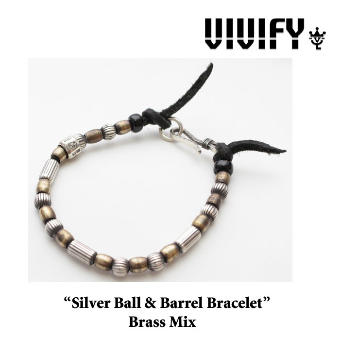 ビビファイ ブレスレット メンズ VIVIFY(ヴィヴィファイ）Silver Ball & Barrel Bracelet/Brass Mix【VFB-115】【受注生産 オーダーメイド】【VIVIFY ブレスレット】