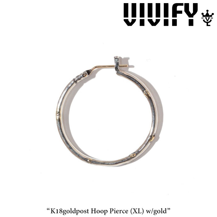 Rakuten - VIVIFY(ヴィヴィファイ)(ビビファイ) K18goldpost Hoop Pierce（XL）w/gold【オーダーメイド受注生産】【キャンセル不可】【VIVIFY フープピアス】【VFP-189】【ゴールド】