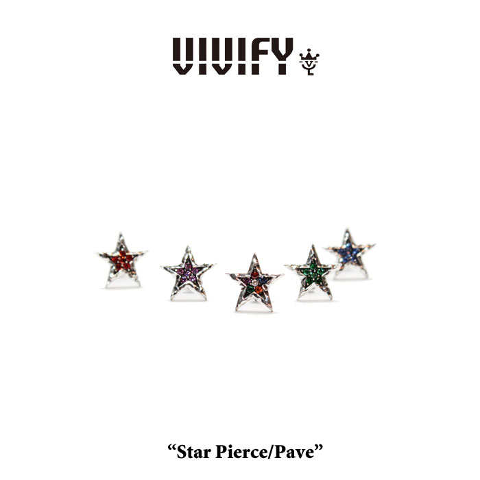 VIVIFY(ヴィヴィファイ）Star Pierce/Pave/color【オーダーメイド受注生産】【キャンセル不可】【VIVIFY フープピアス】【シルバー ゴールド】【VFP-098】