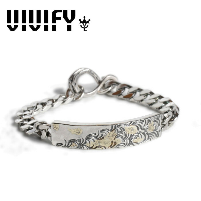 ビビファイ ブレスレット メンズ VIVIFY(ヴィヴィファイ)(ビビファイ)Arabesque Back Hallmarks ID Bracelet w/gold【VIVIFY ブレスレット】【VFB-192】【オーダーメイド ハンドメイド 受注生産】【キャンセル不可】