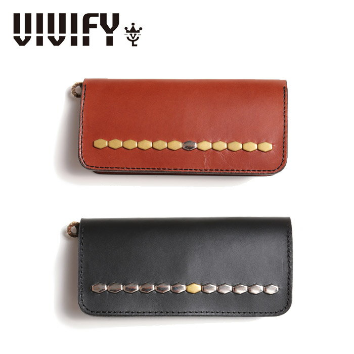Rakuten - VIVIFY(ヴィヴィファイ)(ビビファイ)GoodLuck RowStuds LongWallet/Hexagon【VIVIFY ウォレット 財布】【VFO-101HGN】【オーダーメイド ハンドメイド 受注生産】【キャンセル不可】