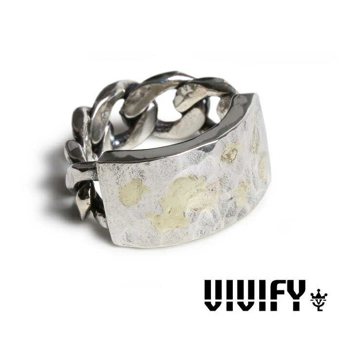 VIVIFY(ヴィヴィファイ)(ビビファイ)Back Hallmarks ID Ring/ Hammered Finish w/ gold【VIVIFY リング..