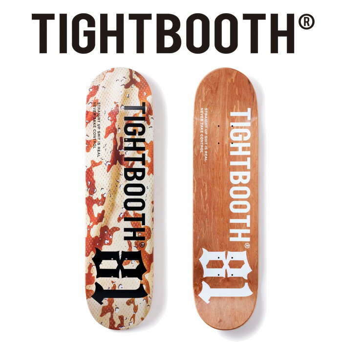 TIGHTBOOTH PRODUCTION (タイトブース プロダクション)2026 SPRING COLLECTION ※デッキテープ貼り付けのご対応はお受け出来かねますので、予めご了承下さい。 TIGHTBOOTH PRODUCTION (タイトブース プロダクション)より新作のデッキが登場。 DEEP CONCAVE ■SIZE 8.0 × 31.56(WB 14.00) ※サイズは商品によって若干の誤差が出る場合があります。 ★TIGHTBOOTH PRODUCTION アイテム一覧はコチラ★ ★TIGHTBOOTH PRODUCTION 以外にも取り扱いあります！ SKATEBOARD ITEM(スケートボードアイテム)一覧はコチラ★ 【TIGHTBOOTH /タイトブース】 プロスケーターの上野伸平が2005年に立ち上げたスケートボードプロダクション「TIGHTBOOTH PRODUCTION」。日本におけるストリートスケートシーンを長きにわたって牽引してきたキャリアを駆使し、世界各国からも注目を集めるスケートビデオ『LENZ』シリーズやアパレルラインを展開する。日本人が持つ土着性や、アナログとデジタルを行き来する世界観、シーンに媚びることのないスタイルを持ったプロダクトが特徴。近年では藤原ヒロシ氏の「 FRAGMENT DESIGN」やKILLER-BONG率いる「BLACK SMOKER RECORDS」とのコラボレーションが話題を呼び、ファッションシーンをも賑わせている。 【About TIGHTBOOTH】TIGHTBOOTH PRODUCTION (TIGHTBOOTH) は大阪を拠点としストリートから反映されるインスピレーションを映像、 CLOTHINGに落とし込むプロダクションです。完全自主制作で制作者自らが全ての現場に身を置き、時間を共有し、作品を成熟させて行くことを目指します。数多くの価値観が存在する中、揺るぎない制作意欲と信念を持ってプロダクトを展開します。 私はスケートボードから多くを学び、音楽から多くを感じ、様々な先駆者達から影響を受け、ここに在ります。スケートボードはアメリカが発祥の地であり、常に時代をリードしているのはアメリカです。例えばHIPHOPも然りです。しかし、現在日本では多くの人がスケートボードに乗り、多くの人がMICを握ります。 私も多くのスケーターの内の一人に過ぎません。ただ、長い間スケートボードをしてきて、世界を見てきて、私は"日本人のスケーターとして誇りを持ち、独立した精神を持ちたい"そう思うようになりました。日本で生まれ、日本で育ち、この国を愛する一人として、他国にも誇れるような国産プロダクトを制作することが、 戦後60年経過した今、私達が努めなくてはならない事なのではないでしょうか？そして影響を受けた全ての人や作品に対する恩返しでなないかと私は思います。 TIGHTBOOTH PRODUCTION代表 上野伸平TIGHTBOOTH PRODUCTION (タイトブース プロダクション) CODE 81 INFORMATION 商品情報ブランド説明TIGHTBOOTH PRODUCTION (タイトブース プロダクション)2026 SPRING COLLECTION※デッキテープ貼り付けのご対応はお受け出来かねますので、予めご了承下さい。TIGHTBOOTH PRODUCTION (タイトブース プロダクション)より新作のデッキが登場。DEEP CONCAVE■SIZE8.0 × 31.56(WB 14.00)※サイズは商品によって若干の誤差が出る場合があります。【TIGHTBOOTH /タイトブース】プロスケーターの上野伸平が2005年に立ち上げたスケートボードプロダクション「TIGHTBOOTH PRODUCTION」。日本におけるストリートスケートシーンを長きにわたって牽引してきたキャリアを駆使し、世界各国からも注目を集めるスケートビデオ『LENZ』シリーズやアパレルラインを展開する。日本人が持つ土着性や、アナログとデジタルを行き来する世界観、シーンに媚びることのないスタイルを持ったプロダクトが特徴。近年では藤原ヒロシ氏の「 FRAGMENT DESIGN」やKILLER-BONG率いる「BLACK SMOKER RECORDS」とのコラボレーションが話題を呼び、ファッションシーンをも賑わせている。【About TIGHTBOOTH】TIGHTBOOTH PRODUCTION (TIGHTBOOTH) は大阪を拠点としストリートから反映されるインスピレーションを映像、 CLOTHINGに落とし込むプロダクションです。完全自主制作で制作者自らが全ての現場に身を置き、時間を共有し、作品を成熟させて行くことを目指します。数多くの価値観が存在する中、揺るぎない制作意欲と信念を持ってプロダクトを展開します。私はスケートボードから多くを学び、音楽から多くを感じ、様々な先駆者達から影響を受け、ここに在ります。スケートボードはアメリカが発祥の地であり、常に時代をリードしているのはアメリカです。例えばHIPHOPも然りです。しかし、現在日本では多くの人がスケートボードに乗り、多くの人がMICを握ります。私も多くのスケーターの内の一人に過ぎません。ただ、長い間スケートボードをしてきて、世界を見てきて、私は"日本人のスケーターとして誇りを持ち、独立した精神を持ちたい"そう思うようになりました。日本で生まれ、日本で育ち、この国を愛する一人として、他国にも誇れるような国産プロダクトを制作することが、戦後60年経過した今、私達が努めなくてはならない事なのではないでしょうか？そして影響を受けた全ての人や作品に対する恩返しでなないかと私は思います。TIGHTBOOTH PRODUCTION代表 上野伸平SIZE8.0 × 31.56(WB 14.00)