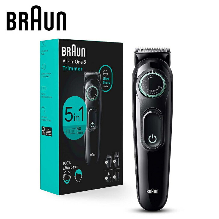 BRAUN　シリーズ3 Braun ブラウン オールインワン スタイルキット シリーズ3 3450 5in1 トリマー ヒゲトリマー 耳鼻トリマー バリカン 超鋭い刃 長さ40段階選択