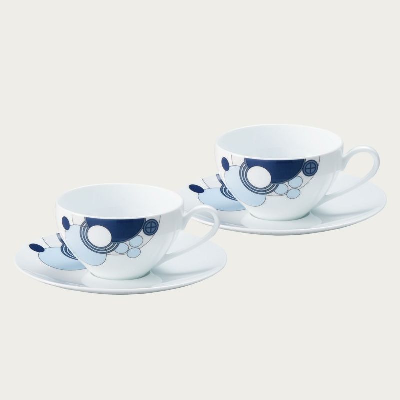 【Noritake（ノリタケ）】 FRANK LLOYD WRIGHT DESIGN TABLEWARE IMPERIAL BLUE （フランク ロイド ライト インペリアルブルー） カップ＆ソーサーペア