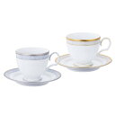 【Noritake（ノリタケ）】ハンプシャーゴールド＆プラチナ ティー コーヒー碗皿ペアセット （色変り）