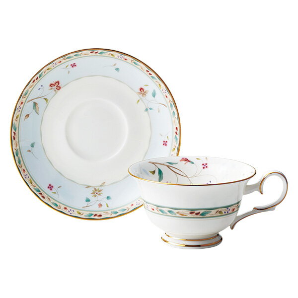 【Noritake（ノリタケ）】（花更紗）　ティー・コーヒー碗皿 （1客）（ブルー）