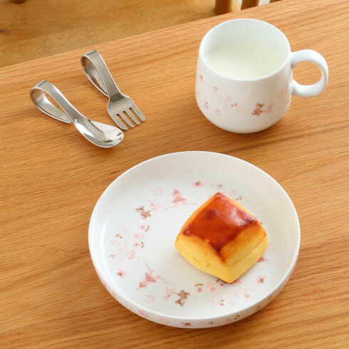 【NORITAKE(ノリタケ)ライトステップ】お子様セット(ピンク)ベビーフォーク&ベビースプーン付き