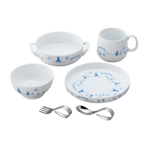 【Noritake（ノリタケ）】（ライトステップ　お子様用食器）　子供セット（ブルー）ベビーフォーク＆スプーン付き 1