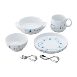 ノリタケ ベビー食器 【Noritake（ノリタケ）】（ライトステップ　お子様用食器）　子供セット（ブルー）ベビーフォーク＆スプーン付き