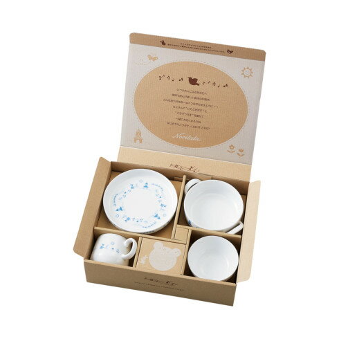【Noritake（ノリタケ）】（ライトステップ　お子様用食器）　子供セット（ブルー）ベビーフォーク＆スプーン付き