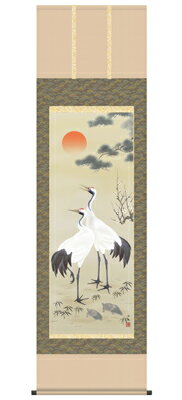 掛け軸 松竹梅鶴亀（尺五）／小野洋舟