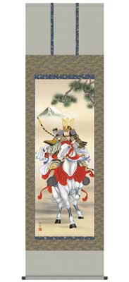 掛け軸（端午の節句） 白馬武者（尺五）／長江桂舟