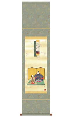 Rakuten - 【代引不可】掛け軸（桃の節句） 人形雛（尺幅）／伊藤香旬