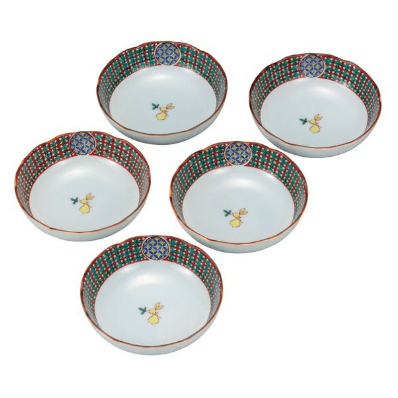 【代引不可】　　【九谷焼】　4号小鉢揃・うさぎ　　K9-217