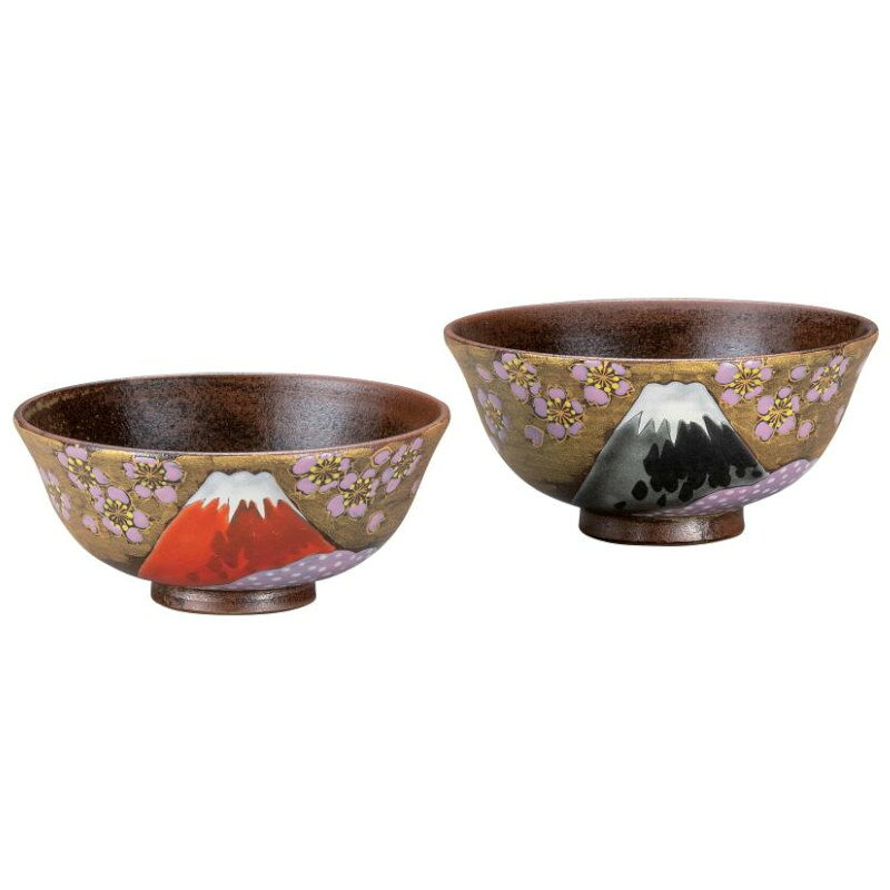 乐天商城 - 【代引不可】　　【九谷焼】　組飯碗・金雲桜富士　　福田　良則　　K9-577