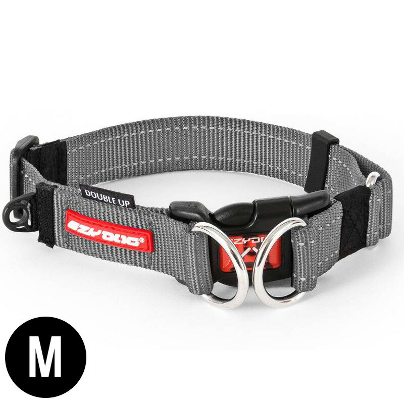 EZYDOG ダブルロックカラー M グレイ［首輪／カラー／イージードッグ／グレー／おしゃれ／オシャレ／散歩／ペット／犬／オーストラリア／小型犬／中型犬／キャンプ／アウトドア］