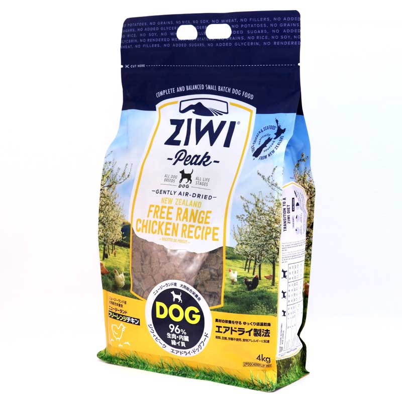 短納期 のziwipeak エアドライ ドッグフード サプリメント 犬猫グッズ インターズー ニュージーランド フリーレンジチキン エアドライ ドッグフード 4kg ジウィピーク グレインフリー 小型犬 中型犬 大型犬 仔犬 パピー 高齢犬 シニア犬 ペット Interzoo