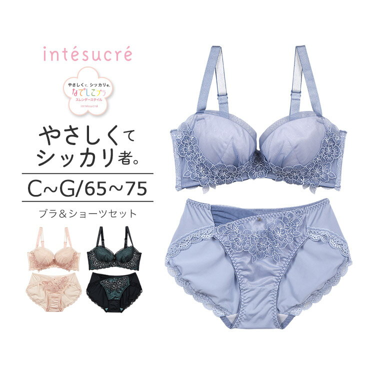 【30％OFF】アンテシュクレ intesucre なでしこブラ 脇高スレンダースタイル ブラセット 全3色 C-G/65-75 I...