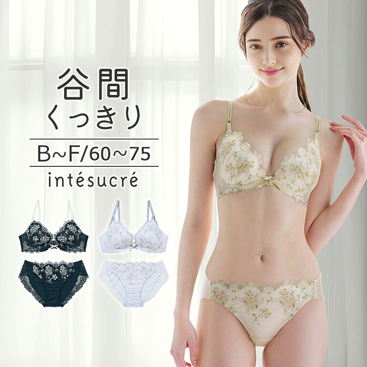 乐天商城 - アンテシュクレ intesucre 毎日フィットブラ Wパッドボリュームタイプ ブラセット くっきり谷間メイク BCDEFカップ アンダー60/65/70/75cm IBT395S