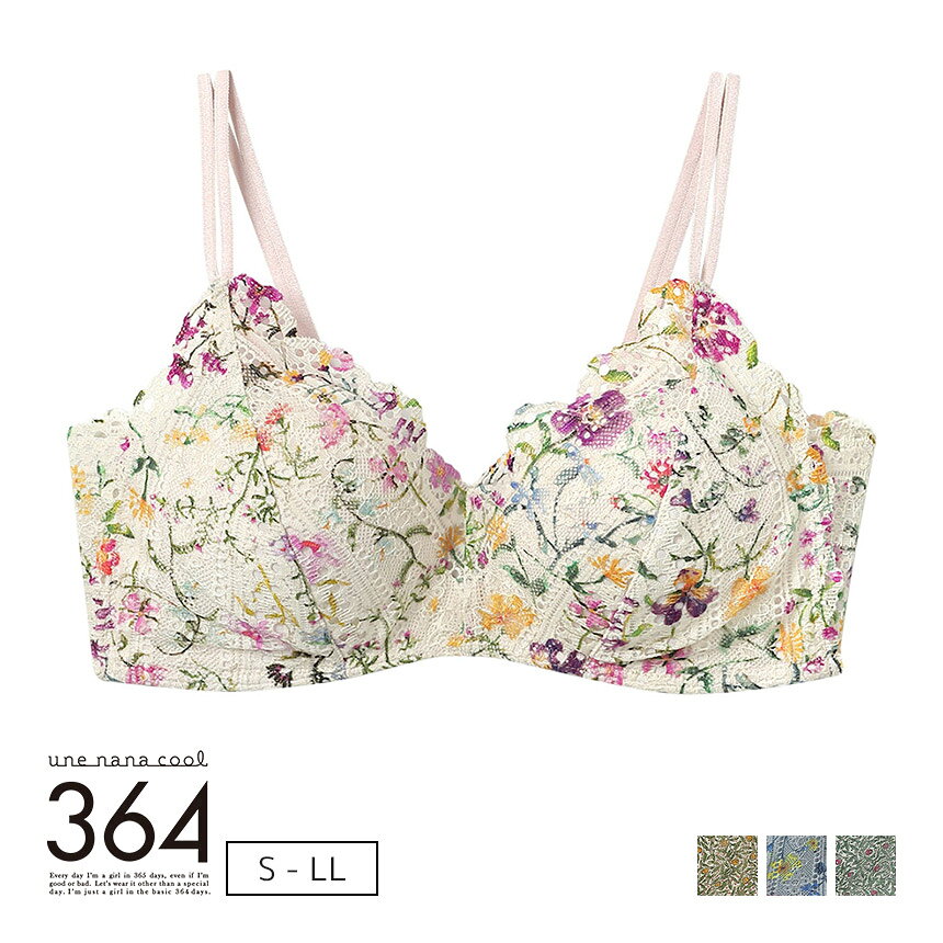 乐天商城 - ウンナナクール une nana cool MADE WITH LIBERTY FABRIC 364 レース ノンワイヤーブラ S/M/L/LL JB3523