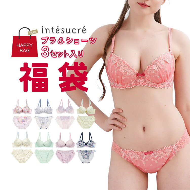 【残りわずか】アンテシュクレ intesucre 超得☆ブラジャー＆ショーツ 福袋 3セット A-G ...