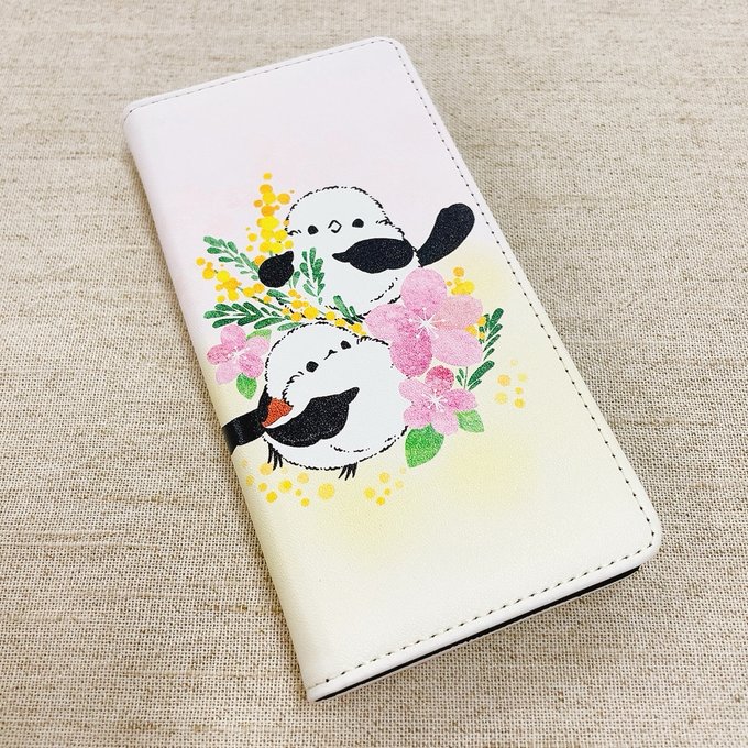 Rakuten - 手帳型スマートフォンケース ぴよ手帖シリーズ「ミモザと桜とシマエナガ」 iPhone13 iPhone14 Pro iPhone15 Pro Max カバー iPhone15ケース アイフォンケース しまえなが 北海道 野鳥