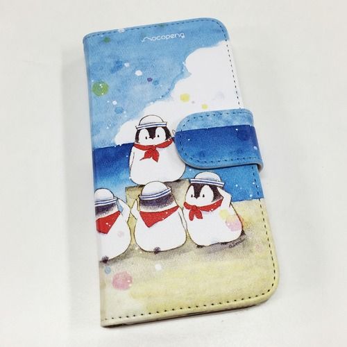 手帳型スマートフォンケース ペンギンもこぺんシリーズ 水兵さん 海 iPhone SE（第3世代） iPhone X iPhone XR iPhone Xs iPhone 8 iPhone 7 iPhone 8 plus カバー アイフォンケース