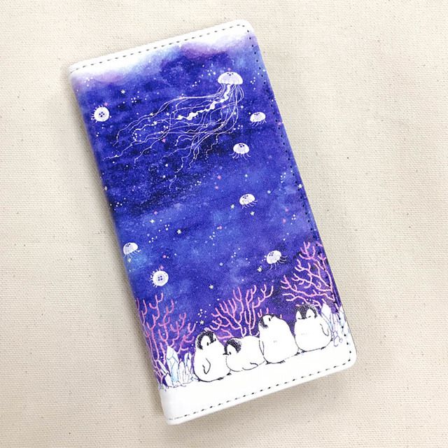 Rakuten - 手帳型スマートフォンケース ペンギン もこぺん もこぺんりうむシリーズ「クラゲの水槽」 iPhone 12 iPhone 12 Pro iPhone 12 Pro Max カバー アイフォンケース