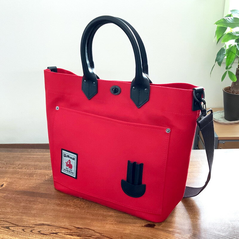 ウルトラマン/犬印純綿帆布2ウェイ革手バケツトート(中)