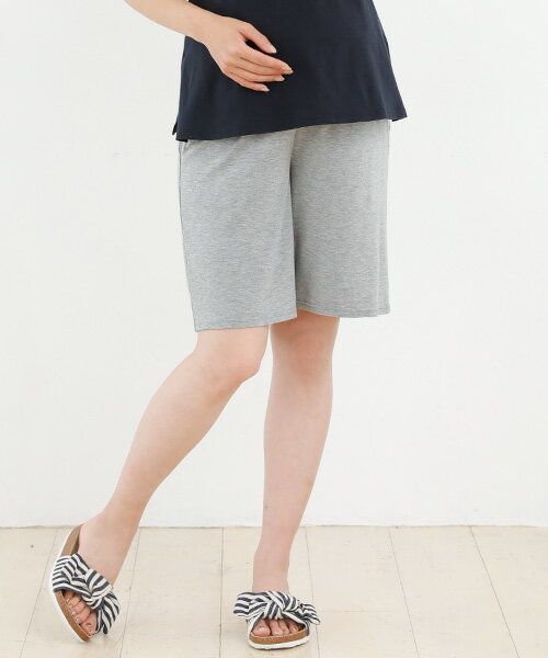 犬印本舗 マタニティ パンツ 夏 涼感 産前産後兼用 らくちん ハーフパンツ 5分丈 ストレッチ 大きいサイズ ルームウェア マタニティパンツ M L LL 半ズボン 妊婦服 ママ マタニティウェア ルームパンツ 妊娠 産後 無地 部屋着 シンプル ひんやり ズボン