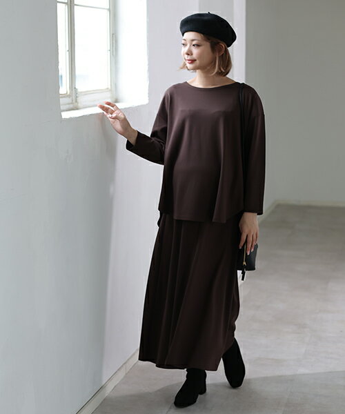 犬印本舗 背中カシュクール 授乳ケープ トップス | ブラック ブラウン 通年 マタニティトップス 長袖 ロンt 妊婦 産後 服 おしゃれ きれいめポンチ ストレッチ 赤ちゃん 大きいサイズ ルームウェア 産前 マタニティウェア 妊婦服 授乳服 レディース tシャツ 秋 1枚で決まる 3