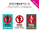 スタッフオンリー ステッカー シール おしゃれ 英語 関係者以外 立ち入り禁止 立入禁止 シンプル STAFF ONLY W200×H300mm 店舗 施設 屋...