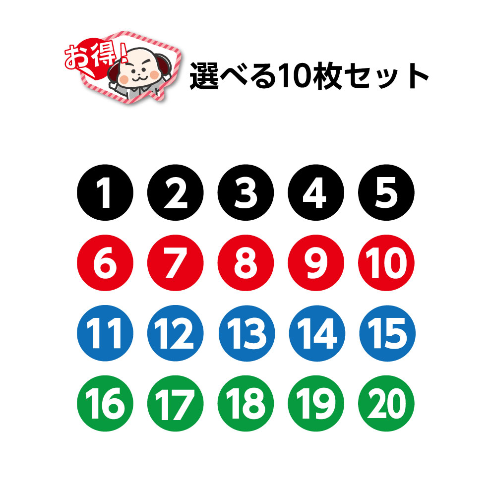 ＜ポイントUP期間中＞ 数字 シール ステッカー 番号 屋外用 丸囲み 直径120mm おしゃれ 1