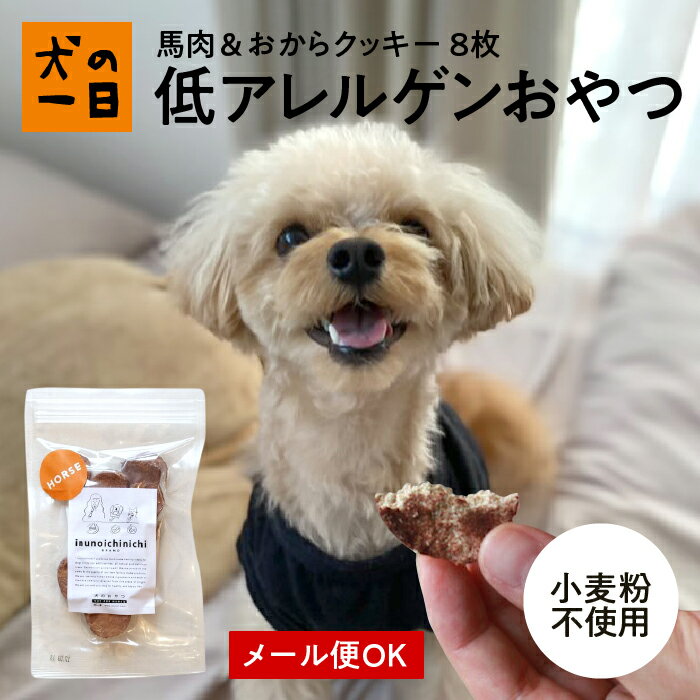 【おやつサンプル付き】手作り・馬肉&おからクッキー 8枚 犬 おやつ 無添加 国産 犬の一日 手作り 犬おやつ 国産無添加 シニア犬 低アレルギー 馬肉 おから 犬用 クッキー お菓子 小型犬 猫 おやつ 猫おやつ